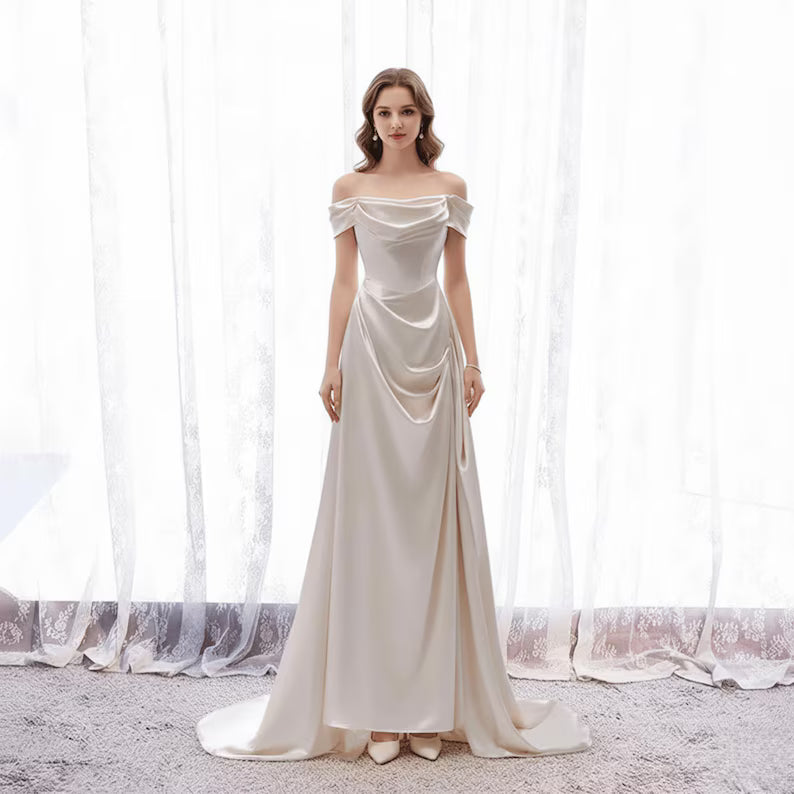 Elegant White Wedding Stain Prom Dress,Tube Dress,Gift for Bride,Wedding Shower Dress,Bridal Dress,Dress for Wedding,Long Formal Prom Dress