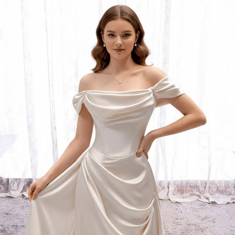 Elegant White Wedding Stain Prom Dress,Tube Dress,Gift for Bride,Wedding Shower Dress,Bridal Dress,Dress for Wedding,Long Formal Prom Dress